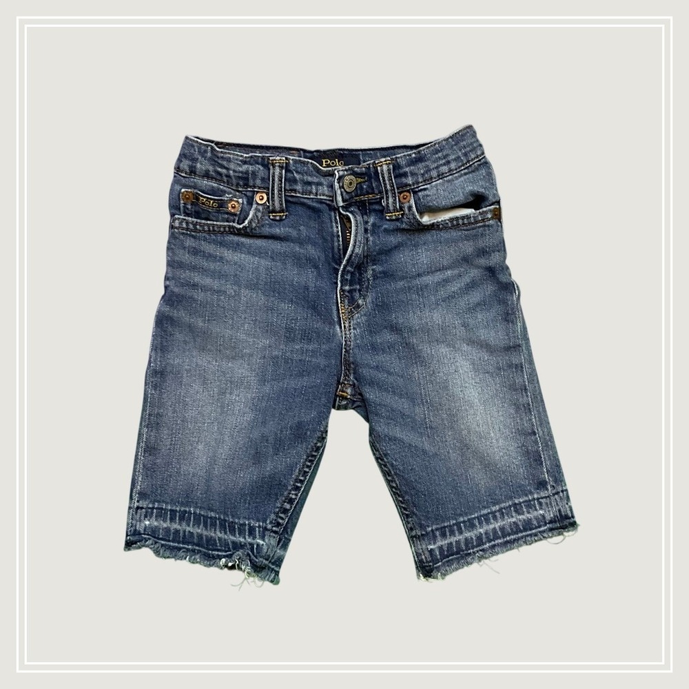 Polo Ralph Lauren Boys 3pc Set Purple Polo Striped Tee Denim Shorts Size 5 - Picture 2 of 3